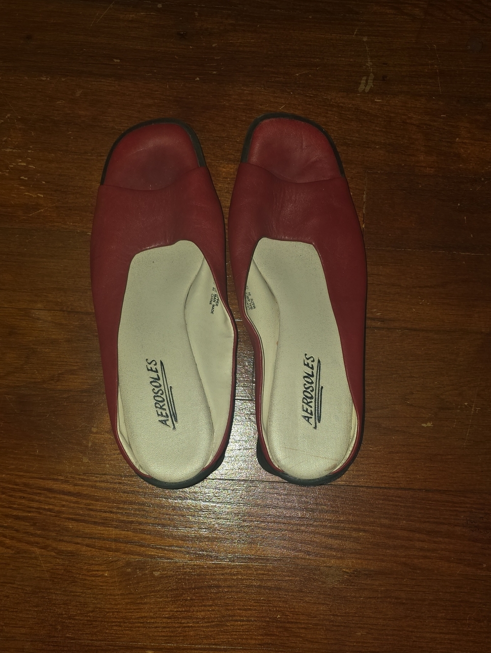 AEROSOLES Red Leather Slip-On Flats
